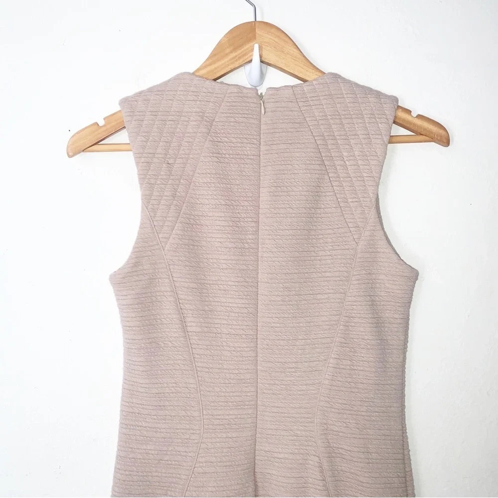Cut 25 Yigal Azrouel Beige Sheath Dress Sz 4 Colorblock Ruffle Hem - Picture 5 of 6